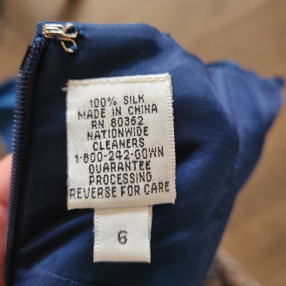 Niteline Della Roufogali Vintage Blue Silk Beaded Strap Mini Dress Size 6 - Picture 4 of 7